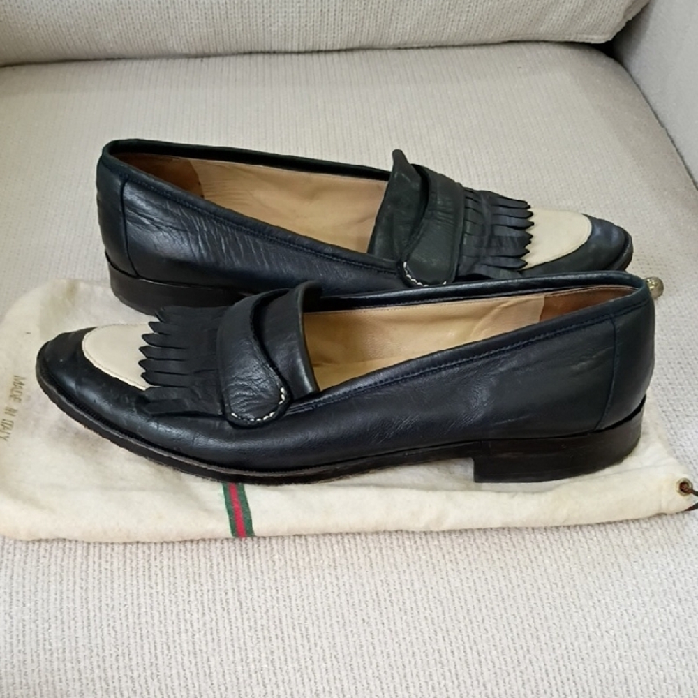 Gucci Black Leather Fringe Penny Loafers - Picture 4 of 4